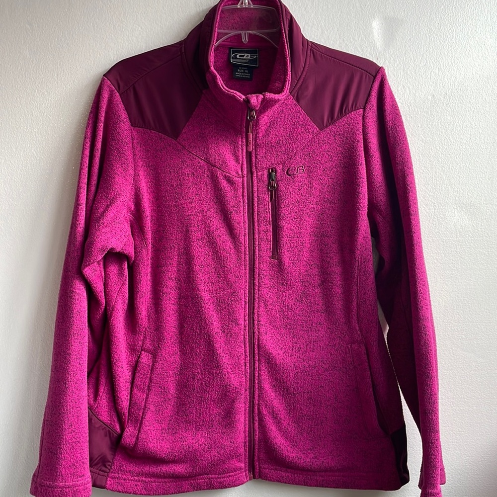 CB Sport zip front mock neck fleece sweater jacket size extra large